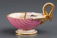 Lot 257 - A Staffordshire porcelain inkwell, of shell...