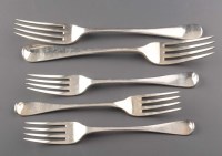 Lot 633 - A George III table fork and matching dessert...