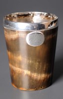 Lot 696 - A Victorian horn and silver mounted beaker, of...