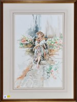 Lot 47 - Gordon King Sitting Pretty signed watercolour...
