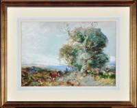 Lot 76 - David Thomas Robertson An upland scene with a...