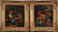 Lot 140 - Style of David Teniers Tavern interiors with...