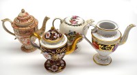 Lot 9 - Bone china coffee pot, c.1820, decorated...