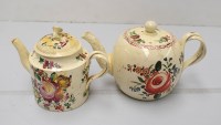 Lot 150 - A Yorkshire creamware drum-shaped teapot,...