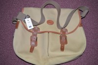 Lot 438 - Fisherman's leather trimmed canvas tackle bag,...
