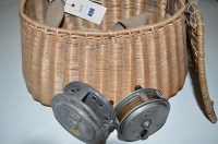 Lot 490 - A fisherman's small basket creel, containing:...