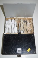 Lot 524 - Two black japanned 8 1/4in. tackle boxes with...