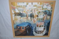 Lot 1641 - An oil painting, by Michael Slutsker - boats...