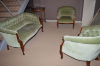 Lot 1859 - A three-piece Edwardian mahogany drawing room...