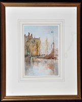Lot 58 - George Edward Horton (1859-1950) A Dutch canal,...