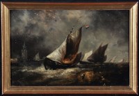 Lot 186 - 19th Century Dutch School A fishing fleet...