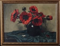 Lot 212 - 20th Century British School Poppies in a vase,...