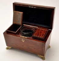 Lot 236 - A Regency kingwood sarcophagus form tea caddy,...