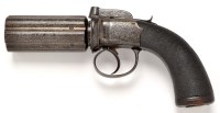 Lot 395 - An early 19th Century pepper pot revolver, the...