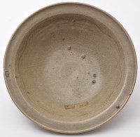 Lot 515 - Chinese carved Celadon bowl, interior border...