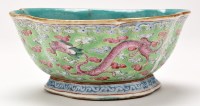 Lot 563 - Chinese 'Leaf' form enamel ground footed bowl,...