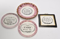 Lot 636 - Four printed lustre pearlware plaques of...