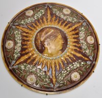 Lot 643 - Linthorpe Majolica circular plaque, with...
