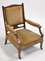 Lot 1142 - An early 20th Century inlaid rosewood open arm...