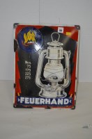 Lot 59 - 'Feuerhand Storm Lantern' enamel advertising...