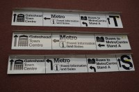 Lot 110 - Three Newcastle Upon Tyne Metro overhead signs,...