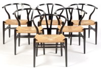 Lot 987 - Hans J. Wegner for Carl Hansen: six ebonised...