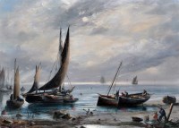 Lot 136 - William Muir (1828-1910) Fishermen readying...