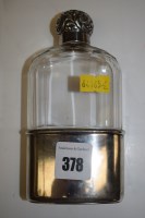 Lot 378 - A Victorian cut glass and silver mounted flask,...