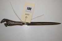 Lot 381 - A silver mounted horse pattern letter knife,...