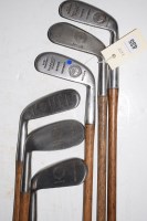Lot 435 - Six hickory shafted rustless irons, by...