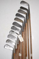 Lot 467 - Eleven hickory shafted irons, to include:...