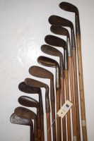Lot 468 - Twelve hickory shafted irons, to include:...