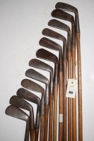 Lot 469 - Twelve hickory shafted irons, to include:...