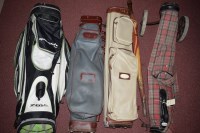 Lot 483 - Six leather and canvas golfing bags, to...