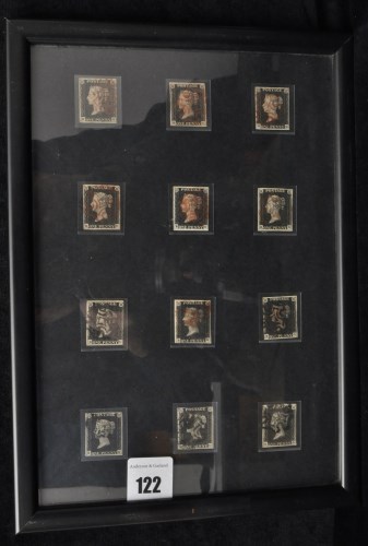 Lot 122 - GB 1840 1d. blacks, all BG with four margins,...