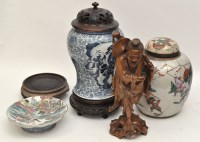 Lot 20 - Chinese blue and white inverted baluster vase,...