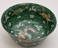 Lot 27 - Chinese Famille Verte biscuit 'Mythical Beasts'...