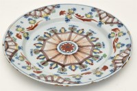 Lot 127 - Polychrome Delft ware dish, central recess...