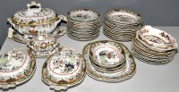 Lot 129 - Coloured printed Mason's Ironstone dinner...