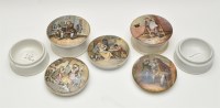 Lot 133 - Five colour printed Prattware pot lids with...