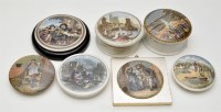 Lot 135 - Seven colour printed Prattware pot lids,...