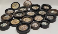 Lot 138 - Nineteen colour printed Prattware pot lids,...