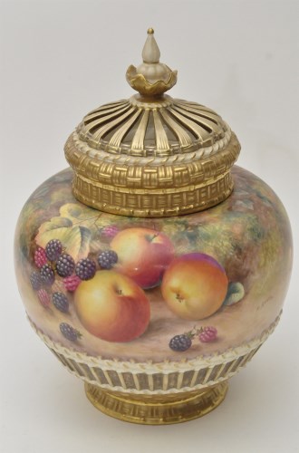 Lot 151 - Royal Worcester vase, liner and cover, signed '...