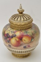 Lot 151 - Royal Worcester vase, liner and cover, signed '...