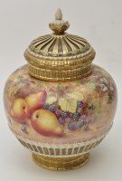 Lot 152 - Royal Worcester vase, liner and cover, signed '...