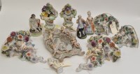 Lot 186 - Pair of Sitzendorf wall brackets, with cherubs...
