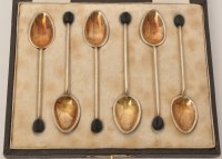 Lot 420 - A set of six George VI silver coffee spoons,...