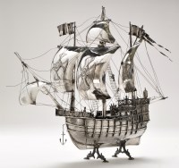 Lot 480 - A Spanish silver model of a three-masted neff...