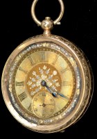 Lot 497 - A late 19th Century 14k open faced pocket...