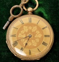 Lot 501 - A late 19th Century Swiss 18k open faced key...